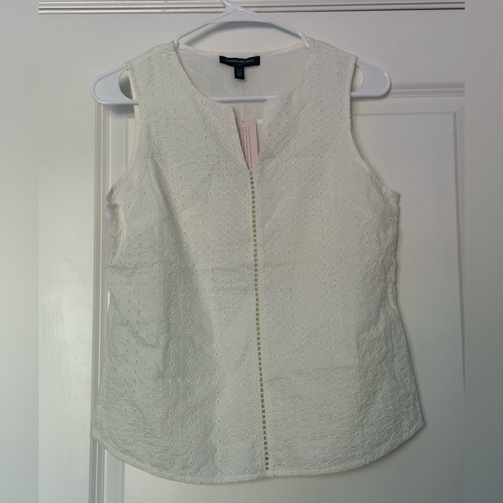 Banana Republic White Eyelet Tank Top